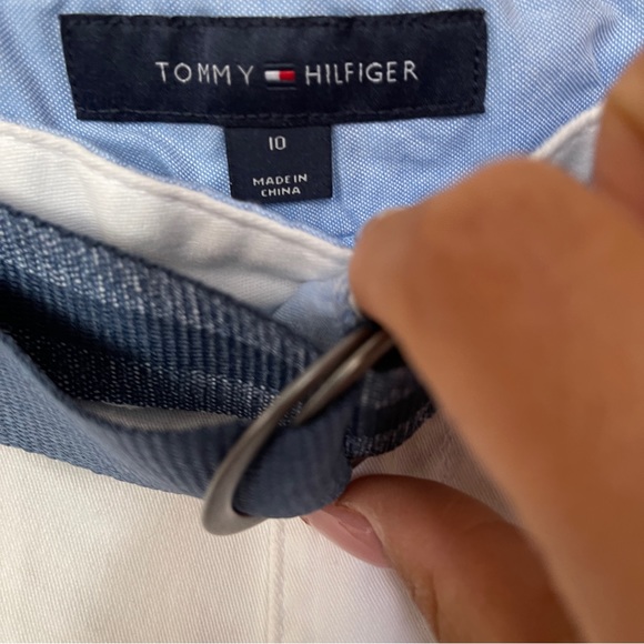 NWT Tommy Hilfiger Boys Belted Stretch Shorts SZ 10 White Adjustable Waist Zip - Picture 3 of 3